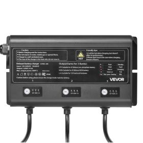 VEVOR Marine Battery Charger, 3-Bank, 5A 12V Onboard Boat Charger, IP68 Waterproof Smart On-Board Battery Charger, for Lithium-Ion (LiFePO4), NCM